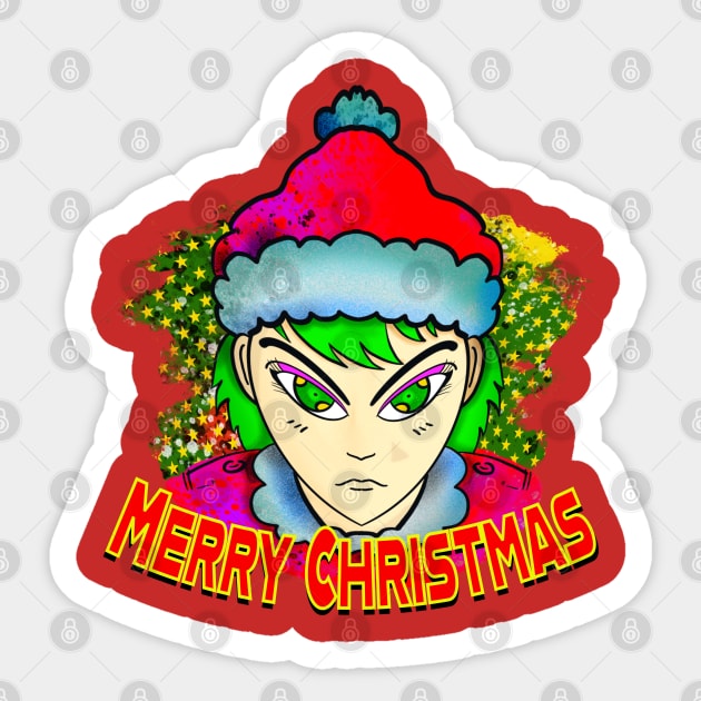 Anime Santa digital draw for christmas gifts Sticker by Sabai Art